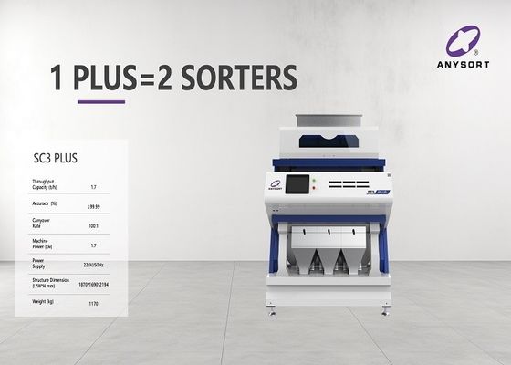 3 échelles de tri des couleurs de riz avec débit de 2,5 à 12 t/h et source lumineuse LED